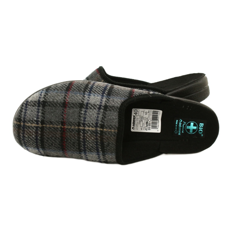 Pantofole da uomo a quadri Adanex 24162 nero grigio 4