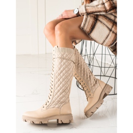 TRENDI Stivali da lavoro trapuntati beige 2