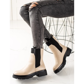 TRENDI Stivaletti Chelsea alla moda beige nero 1