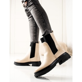 TRENDI Stivaletti Chelsea alla moda beige nero 2