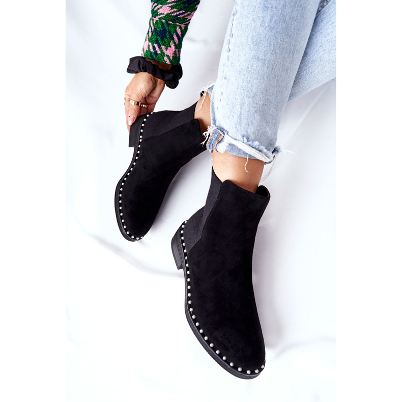 PG1 Stivali Jodhpur in pelle scamosciata Jilanna neri con perle nero 1