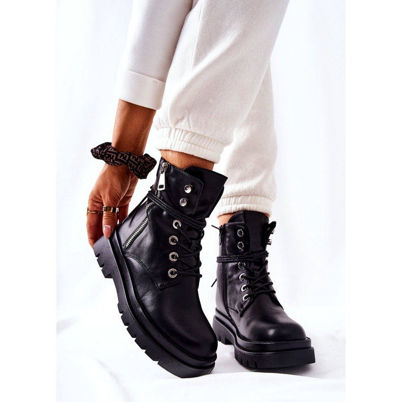 PG1 Stivali Su Cerniera Con Binding Nero Elissmo 1