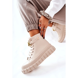 Sneakers Alte Su Piattaforma Standies Beige d'oro 1