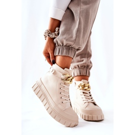 Sneakers Alte Su Piattaforma Standies Beige d'oro 2