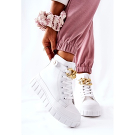 Sneakers alte sulla piattaforma bianca Standies bianco d'oro 2