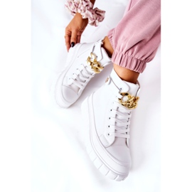 Sneakers alte sulla piattaforma bianca Standies bianco d'oro 1