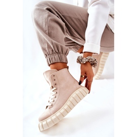 Sneakers alte in pelle scamosciata su una piattaforma Meniphise beige 2