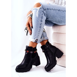 PS1 Stivali Da Donna In Pelle Con Tacco Con Cristalli Nero Macbeth 2