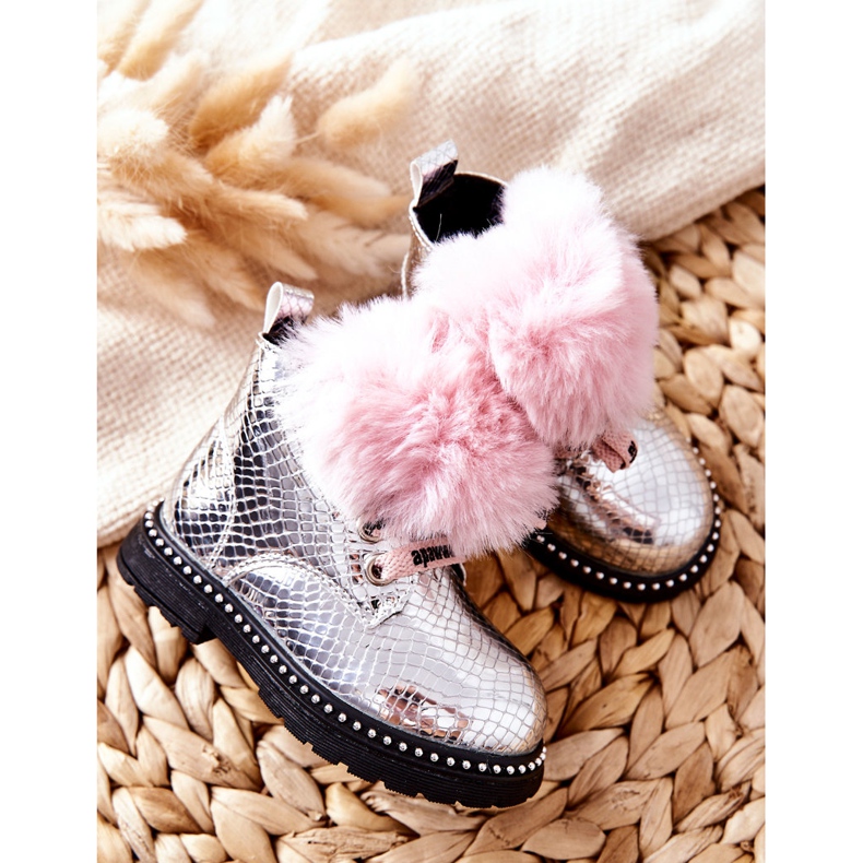 PA1 Stivaletti Bambini Con Pelliccia Argento Rosea rosa 1