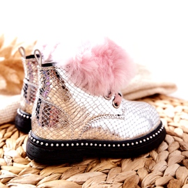 PA1 Stivaletti Bambini Con Pelliccia Argento Rosea rosa 2
