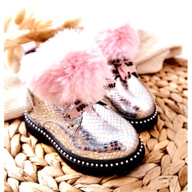 PA1 Stivaletti Bambini Con Pelliccia Argento Rosea rosa 4