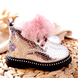 PA1 Stivaletti Bambini Con Pelliccia Argento Rosea rosa 5