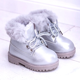 Stivali da bambino caldi argento Trappers Fobos 4