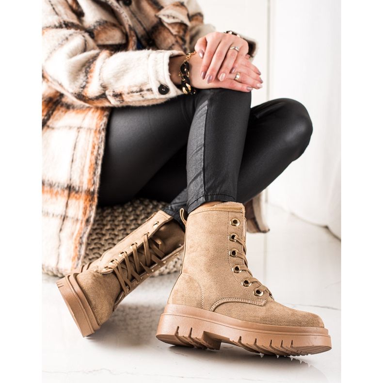 TRENDI Trapper in camoscio marrone beige 1