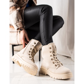 TRENDI Trapper in pelle scamosciata beige 1