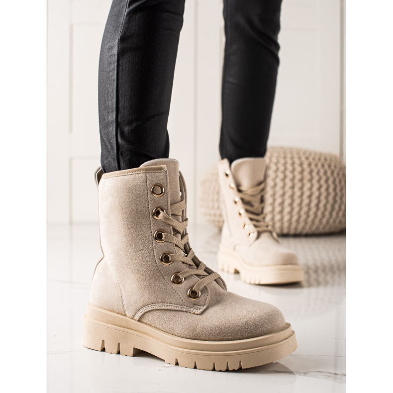 TRENDI Trapper in pelle scamosciata beige 2