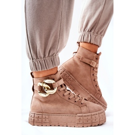 Sneakers Alte Su Una Piattaforma Evenia Beige Scuro cachi 1