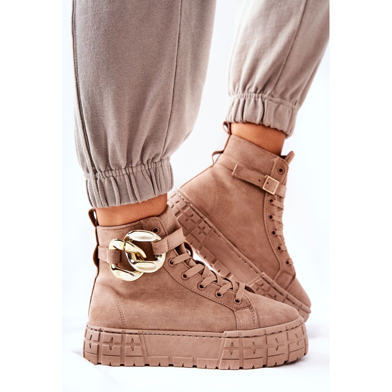 Sneakers Alte Su Una Piattaforma Evenia Beige Scuro cachi 1