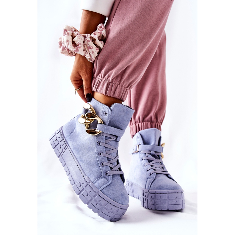 Sneakers Alte Sulla Piattaforma Blu Evenia 2