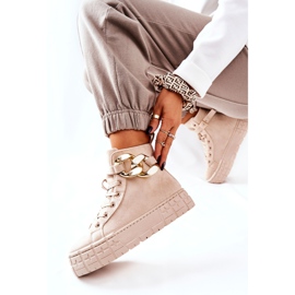 Sneakers Alte Sulla Piattaforma Beige Chiaro Evenia 1
