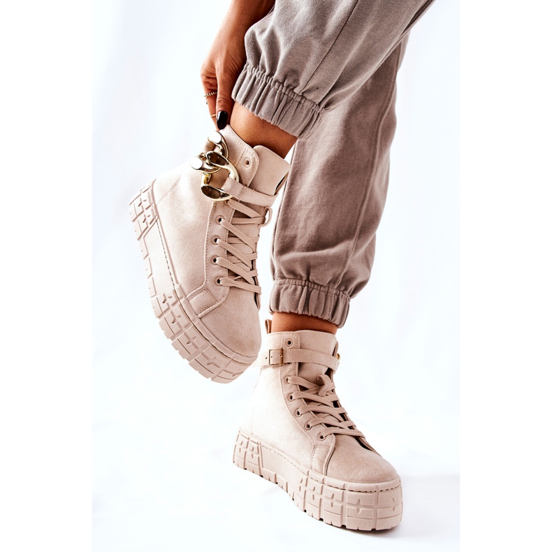 Sneakers Alte Sulla Piattaforma Beige Chiaro Evenia 2