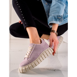 TRENDI Sneakers in pelle scamosciata sulla piattaforma viola 2