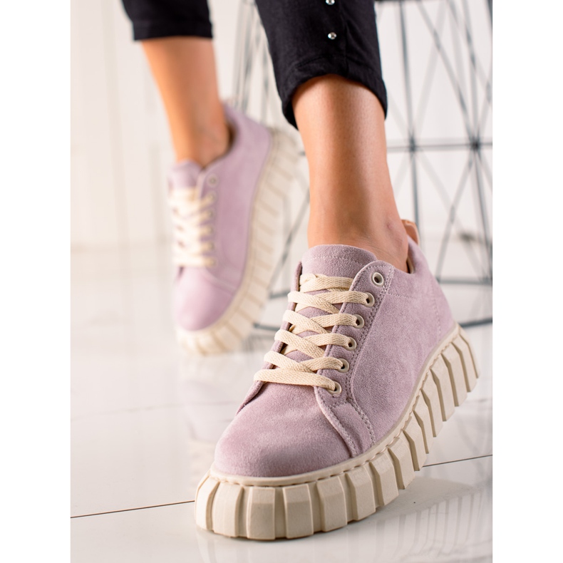 TRENDI Sneakers in pelle scamosciata sulla piattaforma viola 1