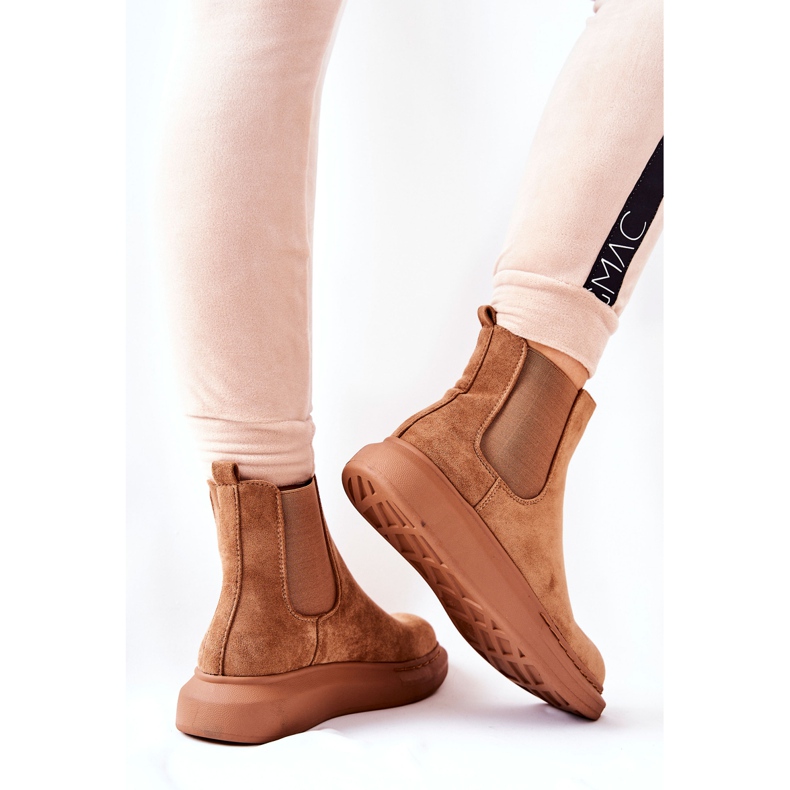 PS1 Stivaletti in pelle scamosciata Stivali Jodhpur sulla piattaforma Beige Marissa marrone 1