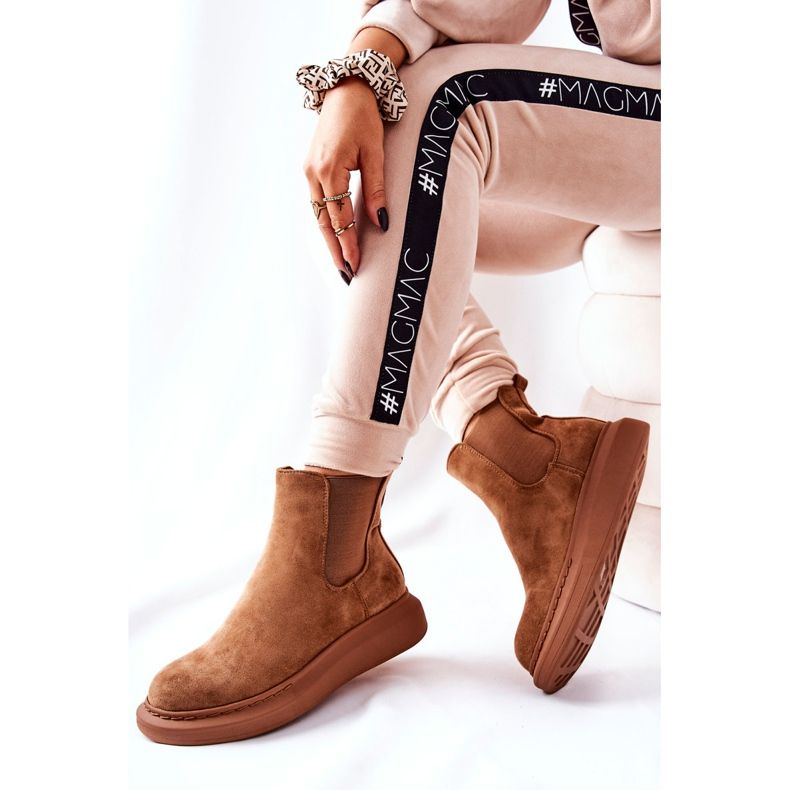 PS1 Stivaletti in pelle scamosciata Stivali Jodhpur sulla piattaforma Beige Marissa marrone 2