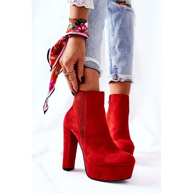 PS1 Stivali Tacco Alto In Pelle Scamosciata Sarsea Rosso 2
