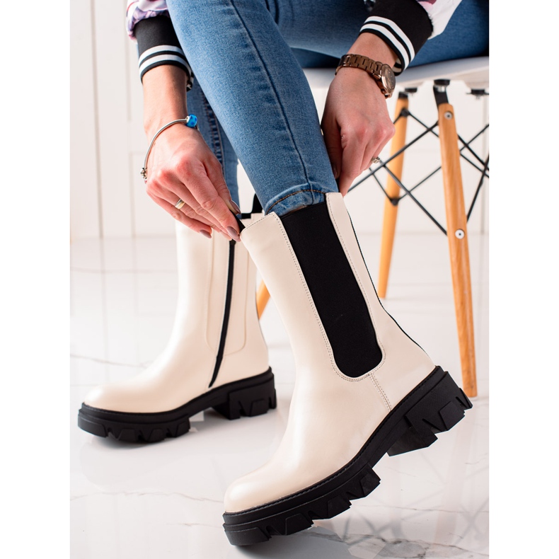 Goodin Stivali alti alla moda beige 1