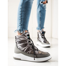 TRENDI Stivali da neve lucidi alla moda d'argento 1