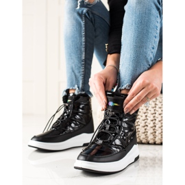 TRENDI Stivali da neve lucidi alla moda nero 1