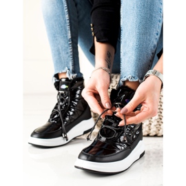 TRENDI Stivali da neve lucidi alla moda nero 2