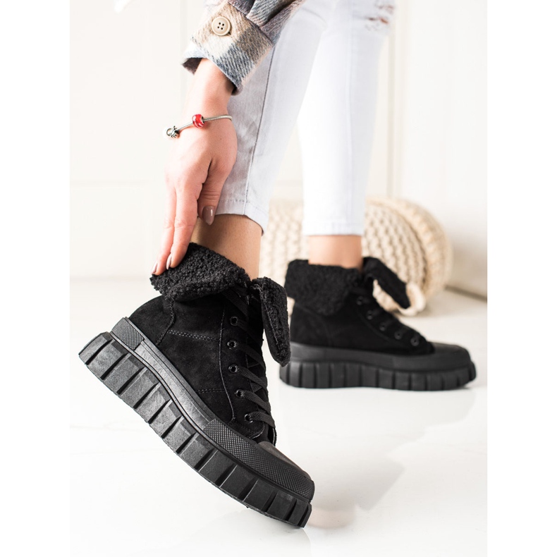 TRENDI Stivali, Sneakers Con Pelle Di Pecora nero 1
