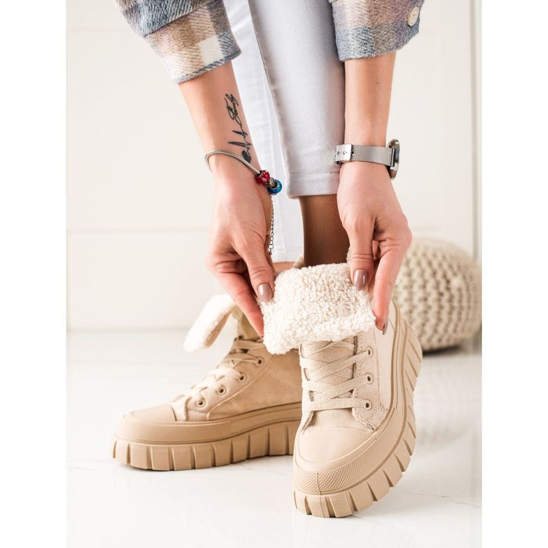 TRENDI Stivali, Sneakers Con Pelle Di Pecora beige 1