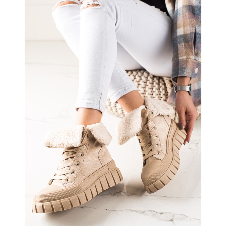 TRENDI Stivali, Sneakers Con Pelle Di Pecora beige 2