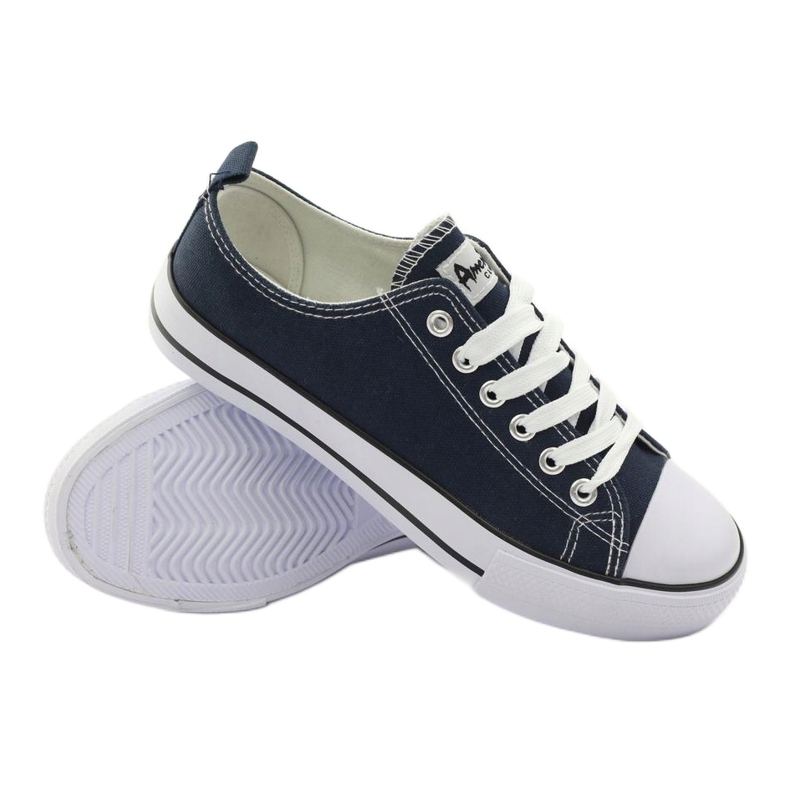 American Club Sneaker femminili legate blu navy American LH10 multicolore 4