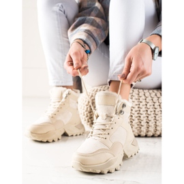 TRENDI Stivali stringati caldi beige 1
