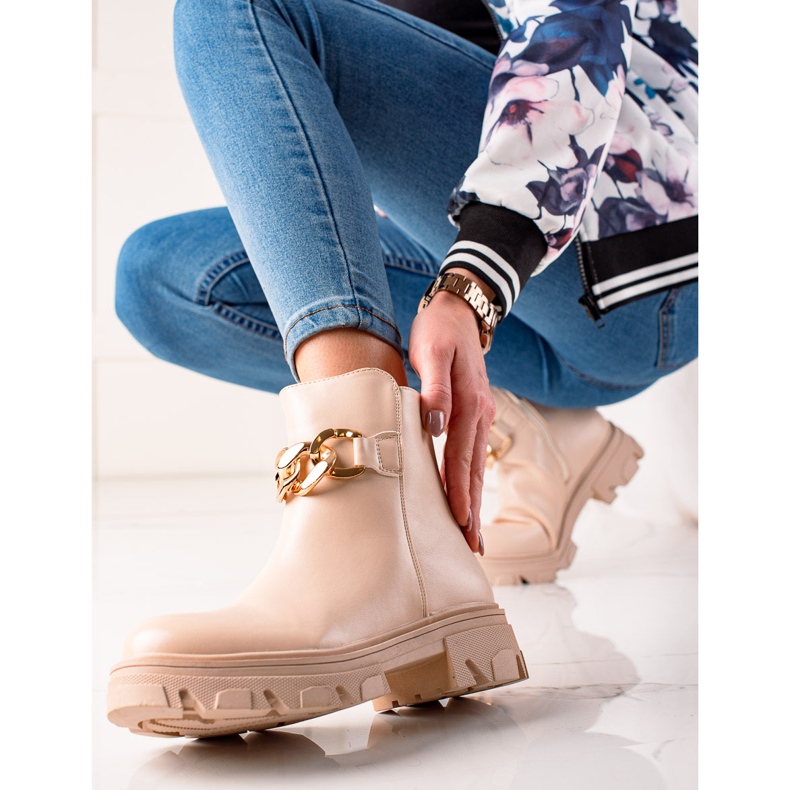 Bestelle Stivaletti Beige Con Catena 2