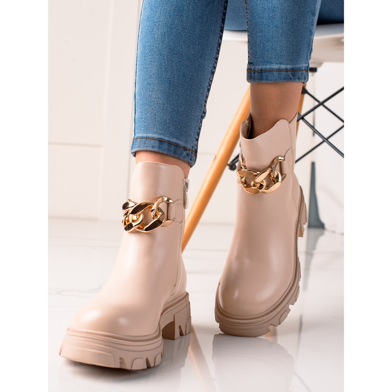 Bestelle Stivaletti Beige Con Catena 1