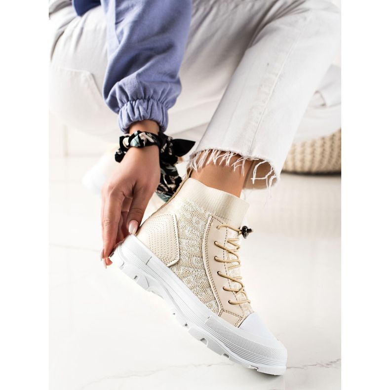 Goodin Sneakers alte alla moda beige bianca 2