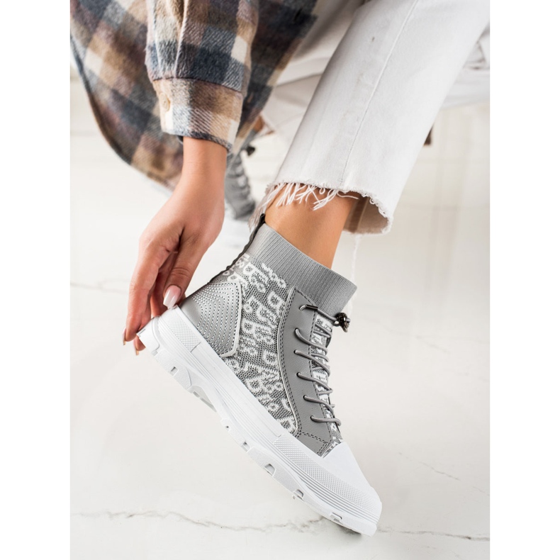 Goodin Sneakers alte alla moda bianco grigio 2