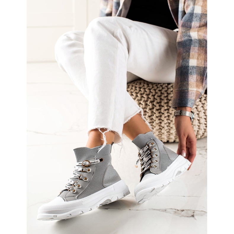 Goodin Sneakers alte alla moda grigio 2
