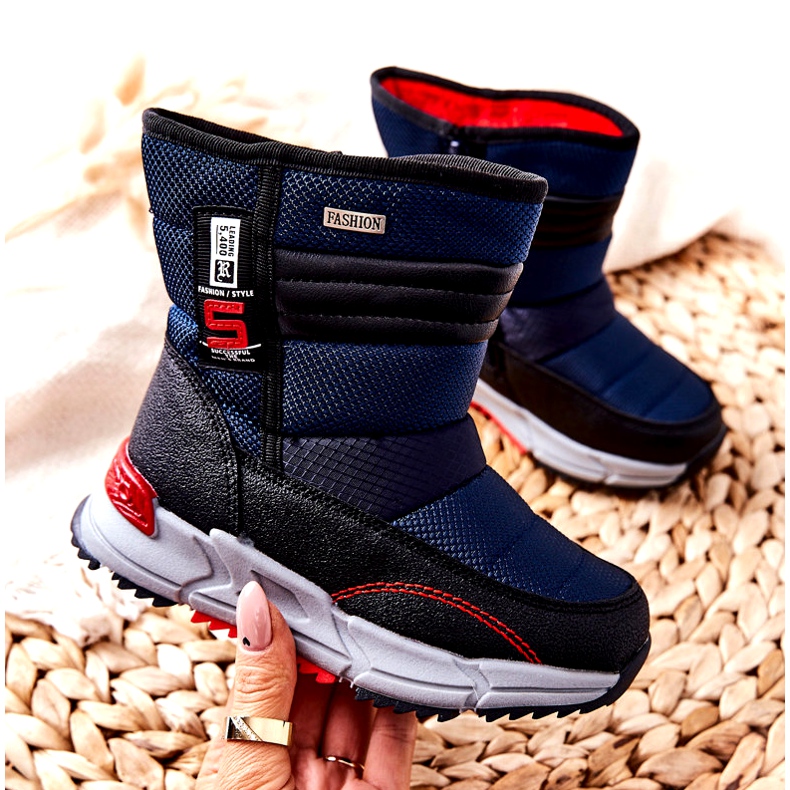 PJ2 Stivali da neve alti e caldi per bambini Navy Blue Leoth nero blu navy 1