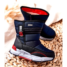 PJ2 Stivali da neve alti e caldi per bambini Navy Blue Leoth nero blu navy 3