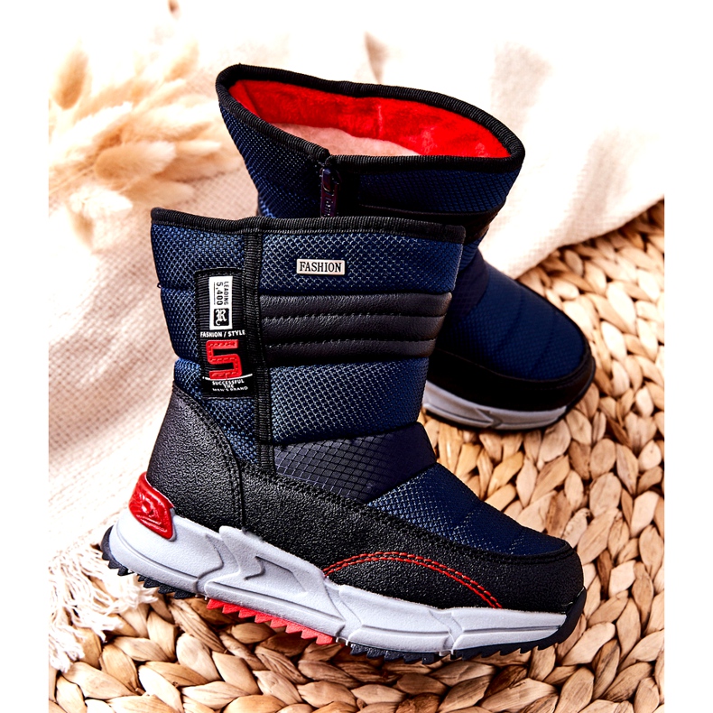 PJ2 Stivali da neve alti e caldi per bambini Navy Blue Leoth nero blu navy 3