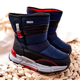 PJ2 Stivali da neve alti e caldi per bambini Navy Blue Leoth nero blu navy 4