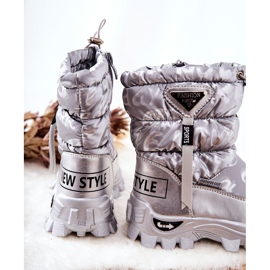 PJ2 Stivali da neve caldi per bambini sulla cerniera Cleome argento 2