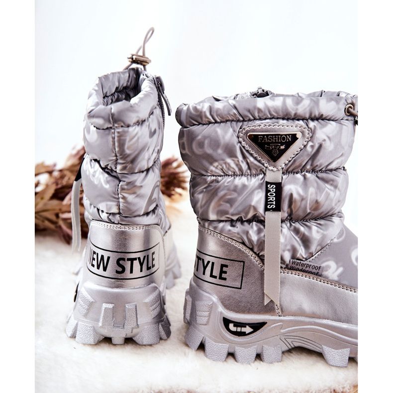 PJ2 Stivali da neve caldi per bambini sulla cerniera Cleome argento 2